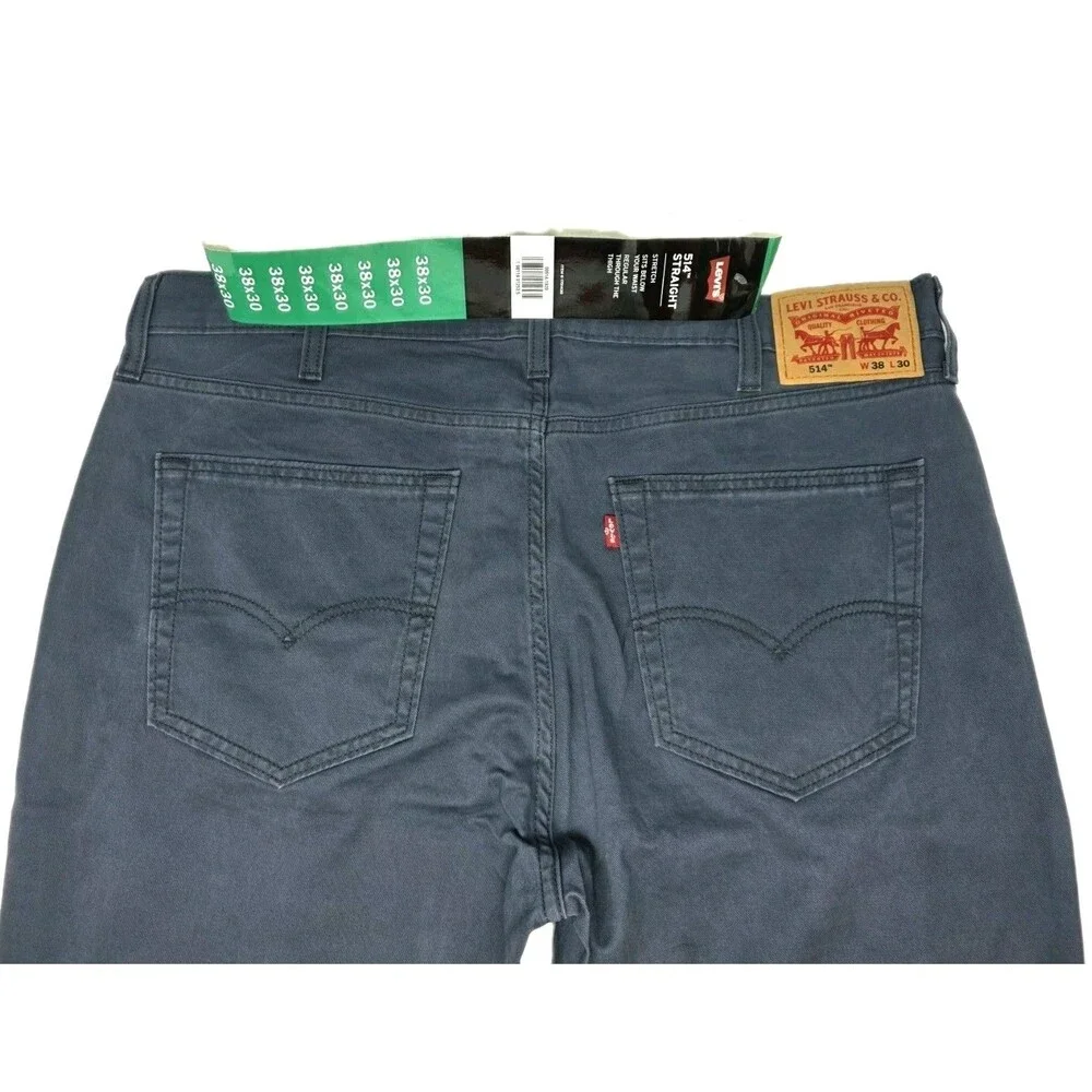 Levi's Men's 514 Straight Fit Cotton Twill Pant Dusty Blue Stretch Size 38x30